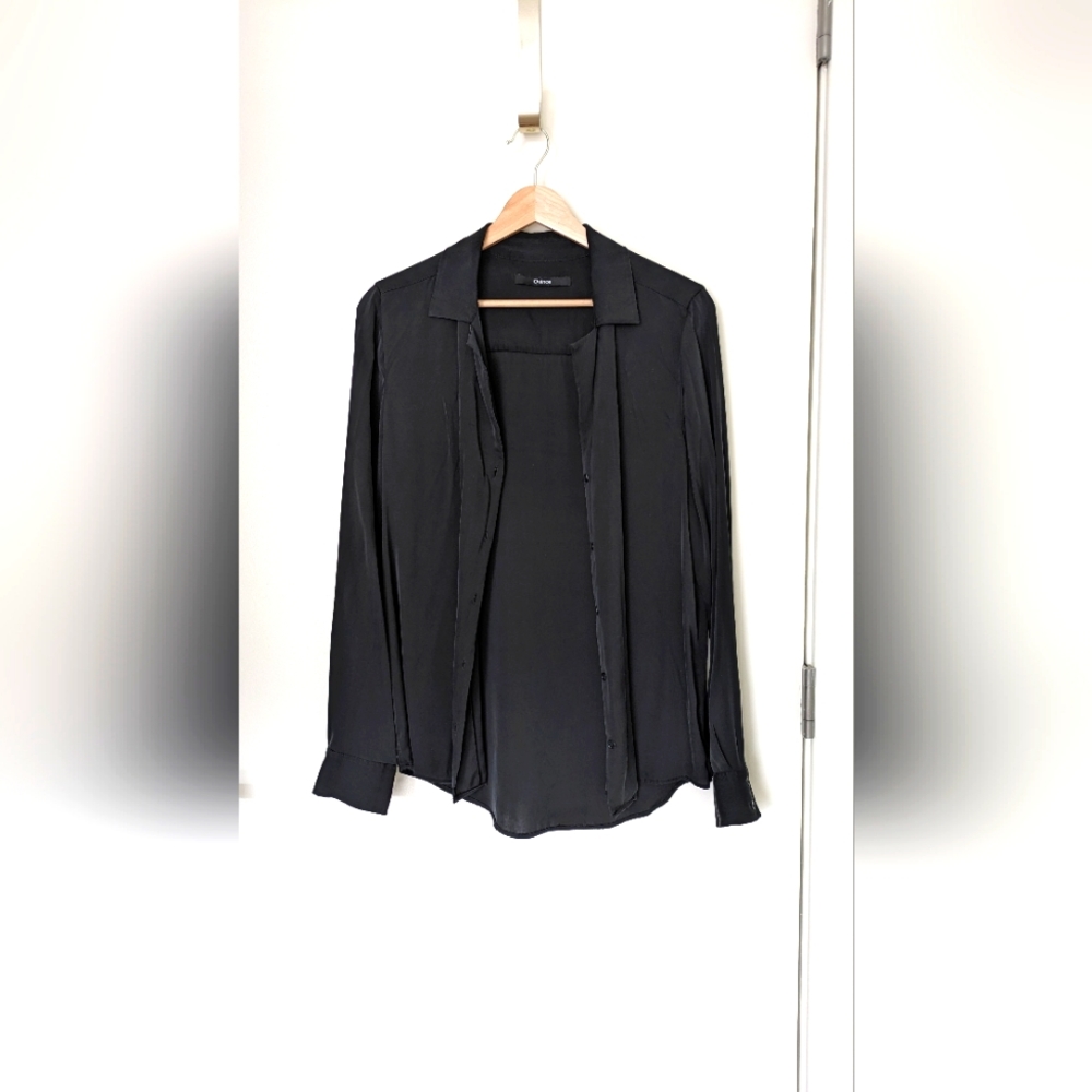 Quince Silk Black Button Down